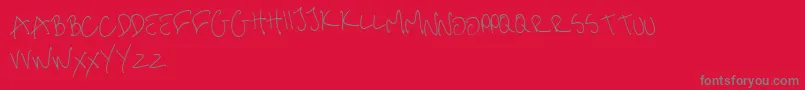 MeHandwritinThin-Schriftart – Graue Schriften auf rotem Hintergrund