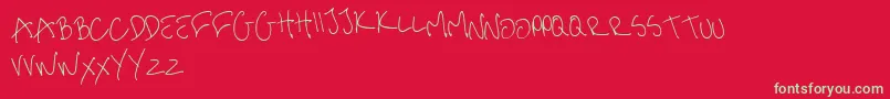 MeHandwritinThin-Schriftart – Grüne Schriften auf rotem Hintergrund