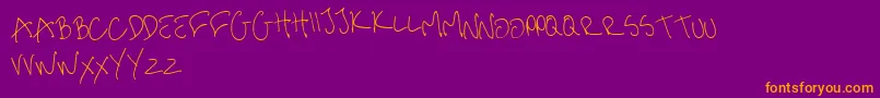 MeHandwritinThin Font – Orange Fonts on Purple Background