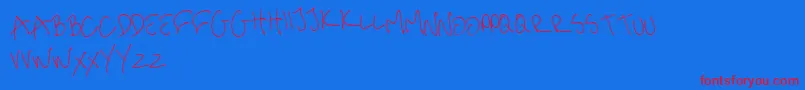 MeHandwritinThin Font – Red Fonts on Blue Background
