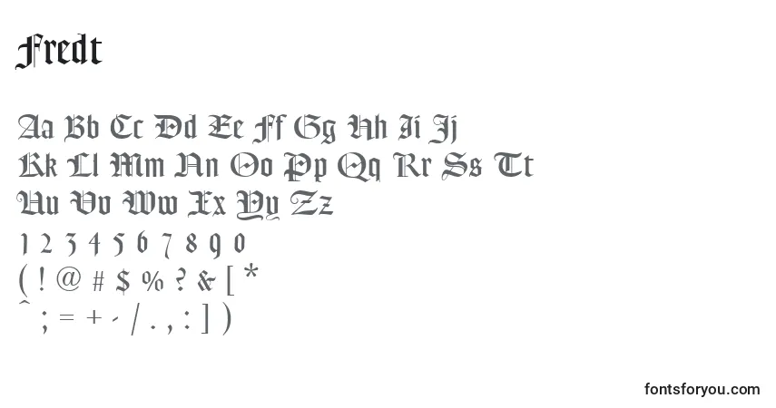 Шрифт Fredt – алфавит, цифры, специальные символы