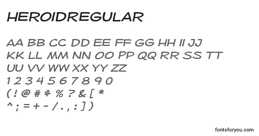 HeroidRegular-fontti – aakkoset, numerot, erikoismerkit