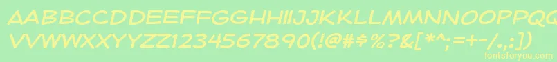 フォントHeroidRegular – 黄色の文字が緑の背景にあります