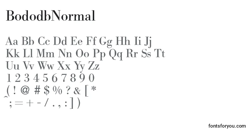 Schriftart BododbNormal – Alphabet, Zahlen, spezielle Symbole
