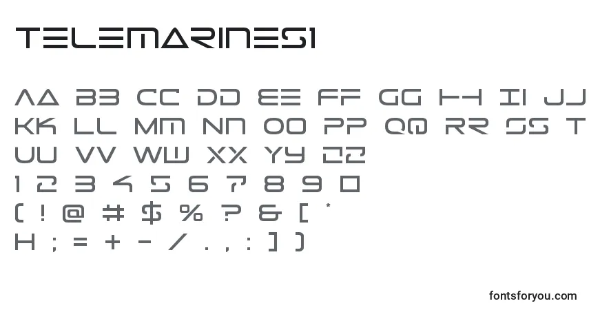 Telemarines1-fontti – aakkoset, numerot, erikoismerkit