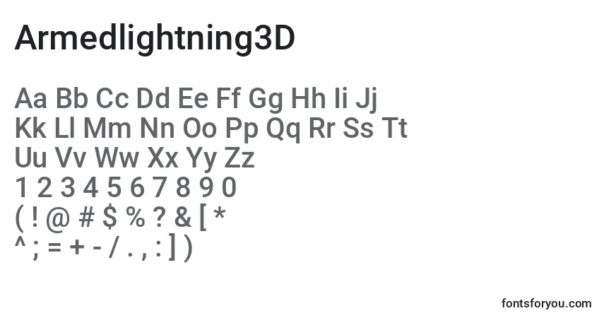 Шрифт Armedlightning3D – алфавит, цифры, специальные символы