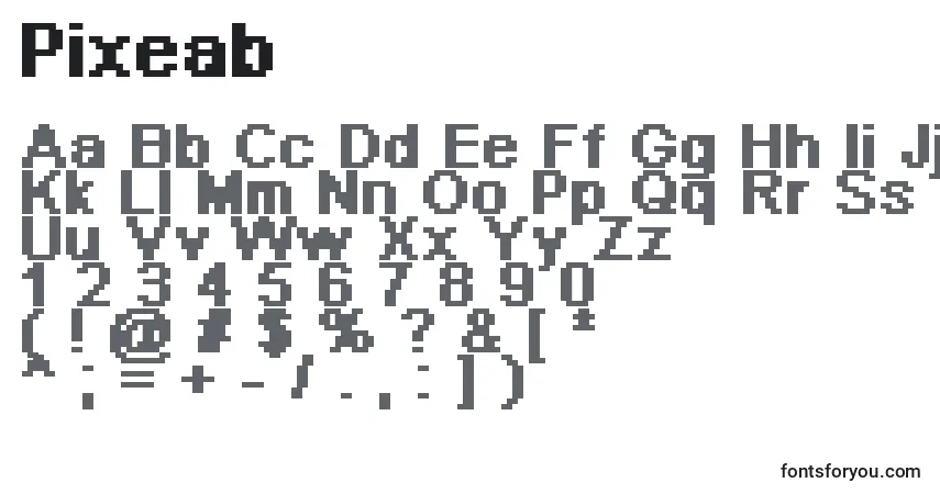 Шрифт Pixeab – алфавит, цифры, специальные символы