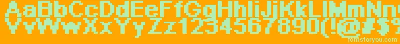 Pixeab Font – Green Fonts on Orange Background