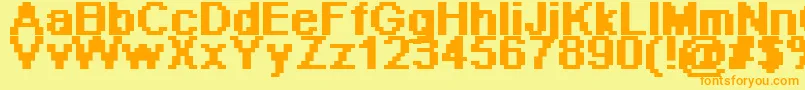 Pixeab-fontti – oranssit fontit keltaisella taustalla