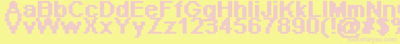 Pixeab-Schriftart – Rosa Schriften auf gelbem Hintergrund