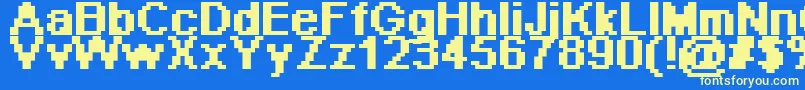 Pixeab-fontti – keltaiset fontit sinisellä taustalla
