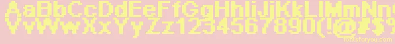 Pixeab-fontti – keltaiset fontit vaaleanpunaisella taustalla
