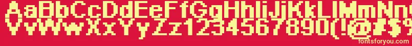 Pixeab Font – Yellow Fonts on Red Background