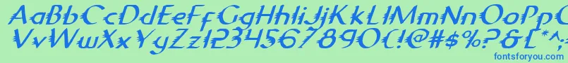 GypsyRoadItalic Font – Blue Fonts on Green Background