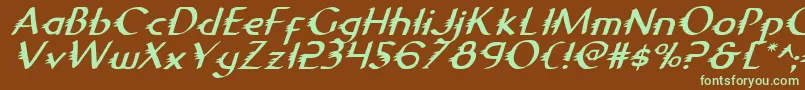 GypsyRoadItalic-fontti – vihreät fontit ruskealla taustalla