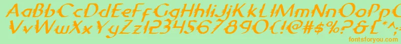 GypsyRoadItalic Font – Orange Fonts on Green Background