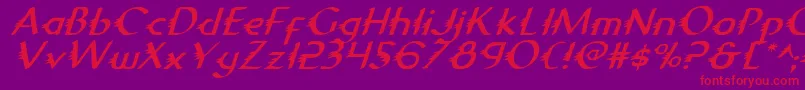 GypsyRoadItalic-fontti – punaiset fontit violetilla taustalla