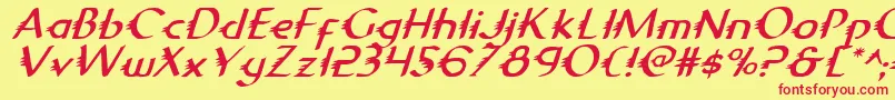GypsyRoadItalic-Schriftart – Rote Schriften auf gelbem Hintergrund
