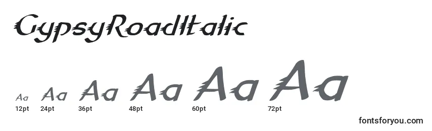 GypsyRoadItalic Font Sizes
