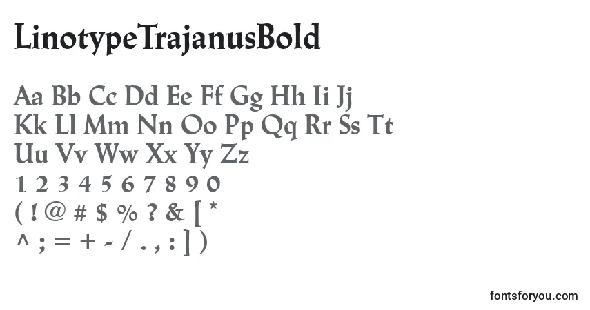 A fonte LinotypeTrajanusBold – alfabeto, números, caracteres especiais