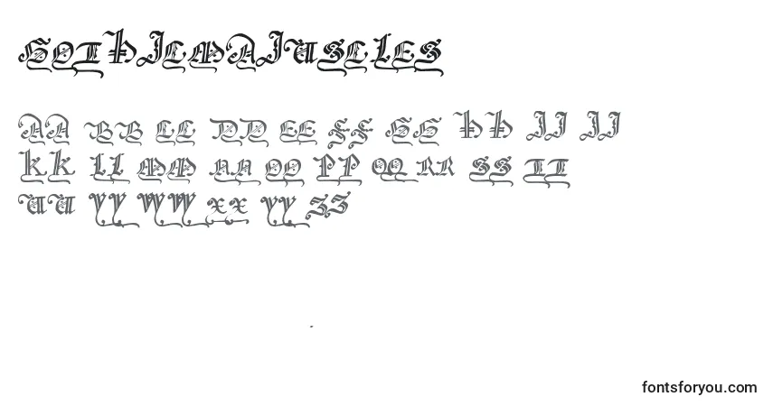 Czcionka Gothicmajuscles – alfabet, cyfry, specjalne znaki