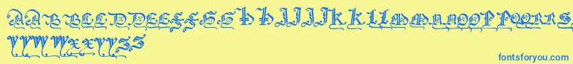 Gothicmajuscles Font – Blue Fonts on Yellow Background