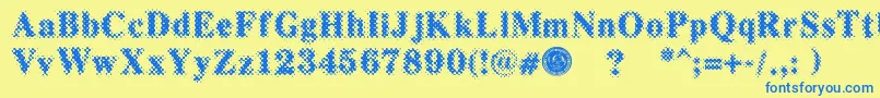 PuchakhonMagnifier3-fontti – siniset fontit keltaisella taustalla