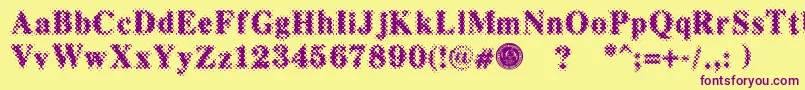 Czcionka PuchakhonMagnifier3 – fioletowe czcionki na żółtym tle