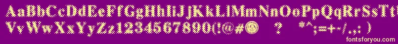PuchakhonMagnifier3-fontti – keltaiset fontit violetilla taustalla