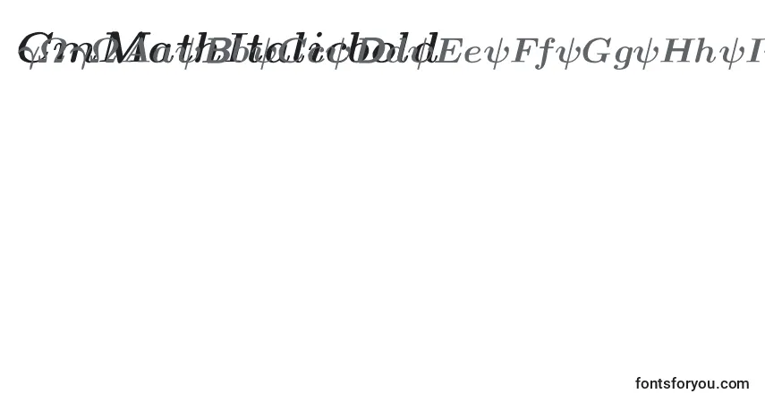 Czcionka CmMathItalicbold – alfabet, cyfry, specjalne znaki