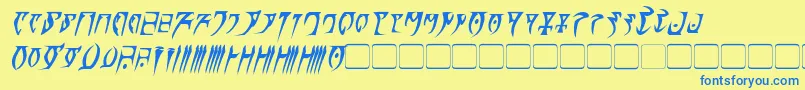 フォントDaedraBoldItalic – 青い文字が黄色の背景にあります。