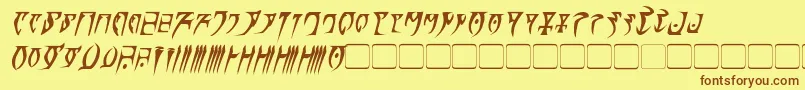 フォントDaedraBoldItalic – 茶色の文字が黄色の背景にあります。