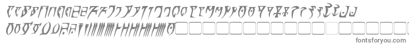 DaedraBoldItalic-fontti – harmaat kirjasimet valkoisella taustalla