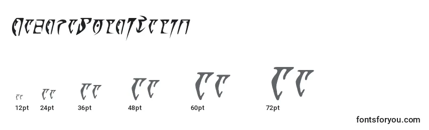 Размеры шрифта DaedraBoldItalic