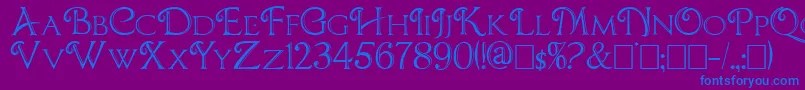 フォントChocolateboxdecorative – 紫色の背景に青い文字
