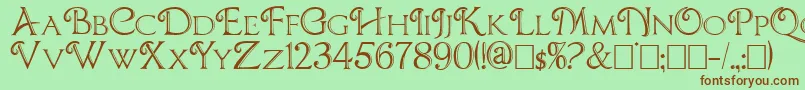 Chocolateboxdecorative-Schriftart – Braune Schriften auf grünem Hintergrund