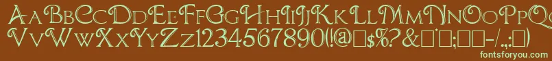 Chocolateboxdecorative-Schriftart – Grüne Schriften auf braunem Hintergrund