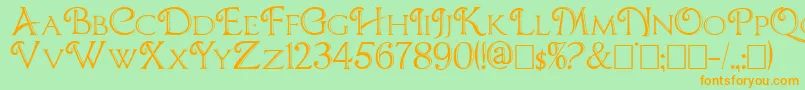 Chocolateboxdecorative-Schriftart – Orangefarbene Schriften auf grünem Hintergrund