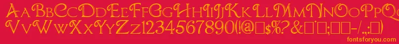 フォントChocolateboxdecorative – 赤い背景にオレンジの文字