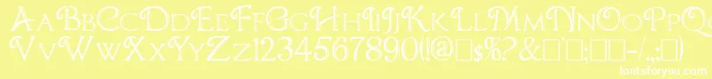 Шрифт Chocolateboxdecorative – белые шрифты на жёлтом фоне