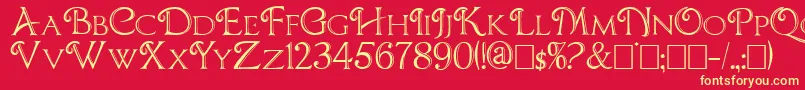 Chocolateboxdecorative-fontti – keltaiset fontit punaisella taustalla
