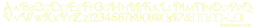 Chocolateboxdecorative-Schriftart – Gelbe Schriften auf weißem Hintergrund