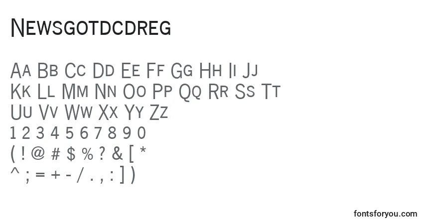 A fonte Newsgotdcdreg – alfabeto, números, caracteres especiais