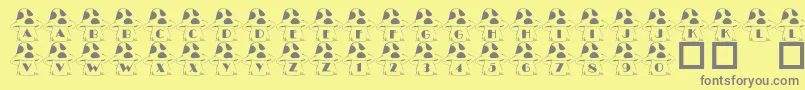 Lisätietoja 101InTheShroomz-fontista 101InTheShroomz-fontti – harmaat kirjasimet keltaisella taustalla