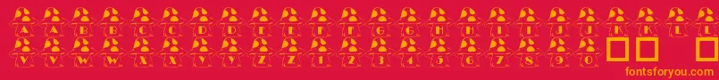 Fonte 101InTheShroomz – fontes laranjas em um fundo vermelho