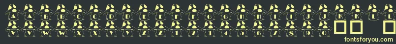 101InTheShroomz-fontti – keltaiset fontit mustalla taustalla