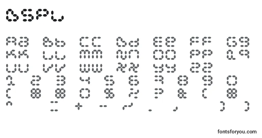 Czcionka Dspl – alfabet, cyfry, specjalne znaki