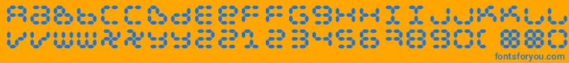Dspl-Schriftart – Blaue Schriften auf orangefarbenem Hintergrund