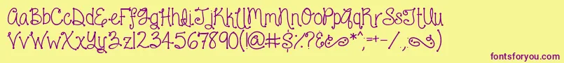 LoveAndLaughter Font – Purple Fonts on Yellow Background