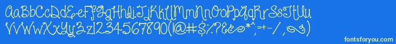 LoveAndLaughter Font – Yellow Fonts on Blue Background